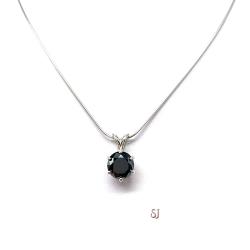 Round Black  Moissanite Pendant – 9mm, Sterling Silver
