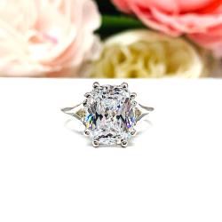 Cushion Cubic Zirconia Engagement Ring – 11x9mm, Sterling Silver
