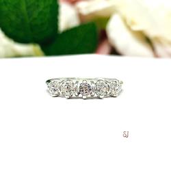 Round-Cut CZ 5-Stone Ring • 3mm, Near Colorless, Sterling Silver, Size 7