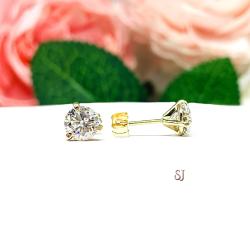 Round-Cut Moissanite Martini Stud Earrings • 5mm—7mm, 14k Yellow Gold