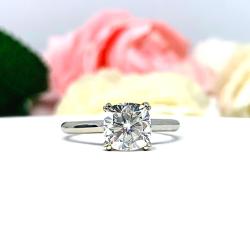 Cushion Moissanite Engagement Ring Size 9 – 7.5mm (2 cts), 10k White Gold