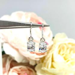 Oval-Cut CZ Dangle Drop Earrings • 7x5mm—10x8mm, Sterling Silver
