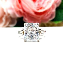 Radiant-Cut CZ Engagement Ring • 9x7mm—14x10mm, Sterling Silver, High Profile