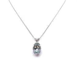 Oval-Cut Aquamarine Pendant or Necklace • 14x10mm, Sterling Silver