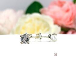 Round-Cut Lab White Sapphire Stud Earrings • 5mm, Sterling Silver