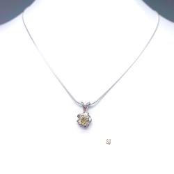 Round-Cut Citrine Rose Pendant • 4mm, Sterling Silver