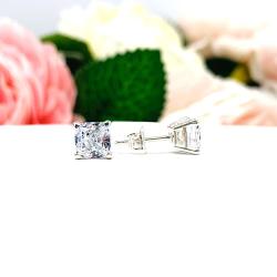 Cushion-Cut CZ Stud Earrings • 5.5mm, Sterling Silver