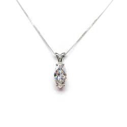 Marquise-Cut CZ Pendant or Necklace • 14x7mm, Sterling Silver