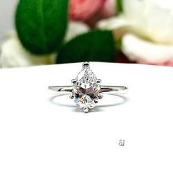 10x7mm Pear Cubic Zirconia 6 Prong Engagement Ring SIZE 6.5 FINAL SALE