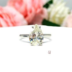 Pear Near Colorless 12x8mm Cubic Zirconia Engagement Ring SIZES 6.5,  8 FINAL SALE
