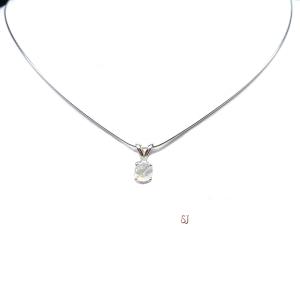 Rainbow Moonstone Round Pendant Necklace – 6mm, Sterling Silver