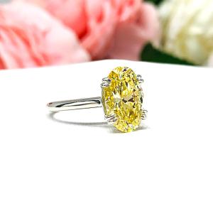 Oval-Cut Canary Yellow CZ Engagement Ring • 12x8mm, Sterling Silver