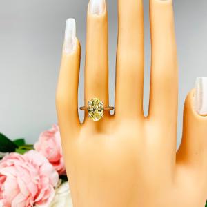 Oval-Cut Canary Yellow CZ Engagement Ring • 12x8mm, Sterling Silver