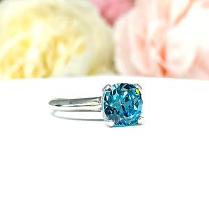 Old Mine Cut 8mm Swiss Blue Cubic Zirconia Ring