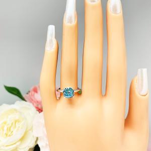 Old Mine Cut 8mm Swiss Blue Cubic Zirconia Ring