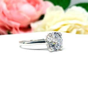Round-Cut CZ Engagement Ring – 9mm, Sterling Silver