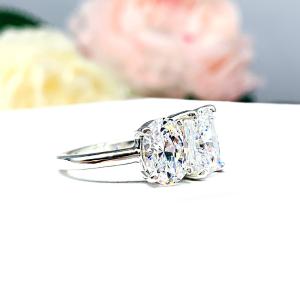 Oval-Cut & Radiant-Cut CZ Engagement Ring • You and Me, Sterling Silver, Size 6