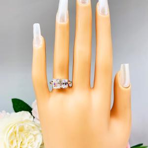 Oval-Cut & Radiant-Cut CZ Engagement Ring • You and Me, Sterling Silver, Size 6