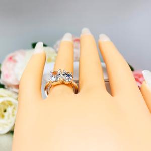 Oval-Cut & Radiant-Cut CZ Engagement Ring • You and Me, Sterling Silver, Size 6