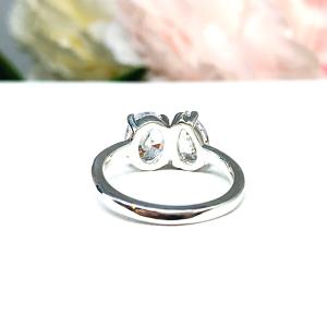 Pear-Cut & Oval-Cut CZ Engagement Ring Size 6 – You and Me, Sterling Silver