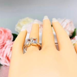 Marquise-Cut & Radiant-Cut CZ Engagement Ring Size 6 – You and Me, Sterling Silver