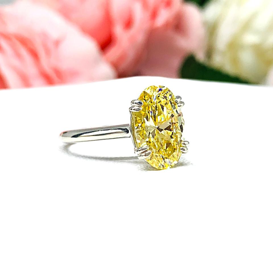 Oval-Cut Canary Yellow CZ Engagement Ring • 12x8mm, Sterling Silver