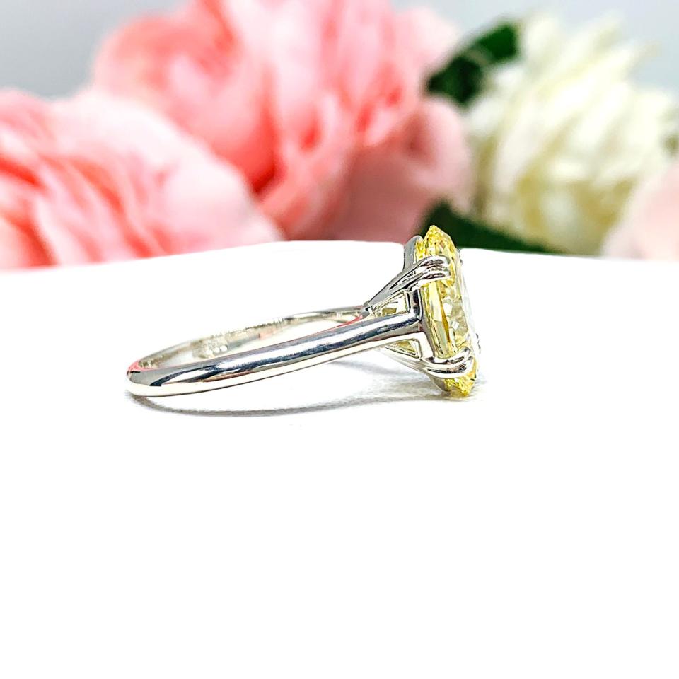 Oval-Cut Canary Yellow CZ Engagement Ring • 12x8mm, Sterling Silver