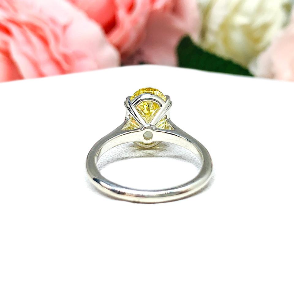 Oval-Cut Canary Yellow CZ Engagement Ring • 12x8mm, Sterling Silver