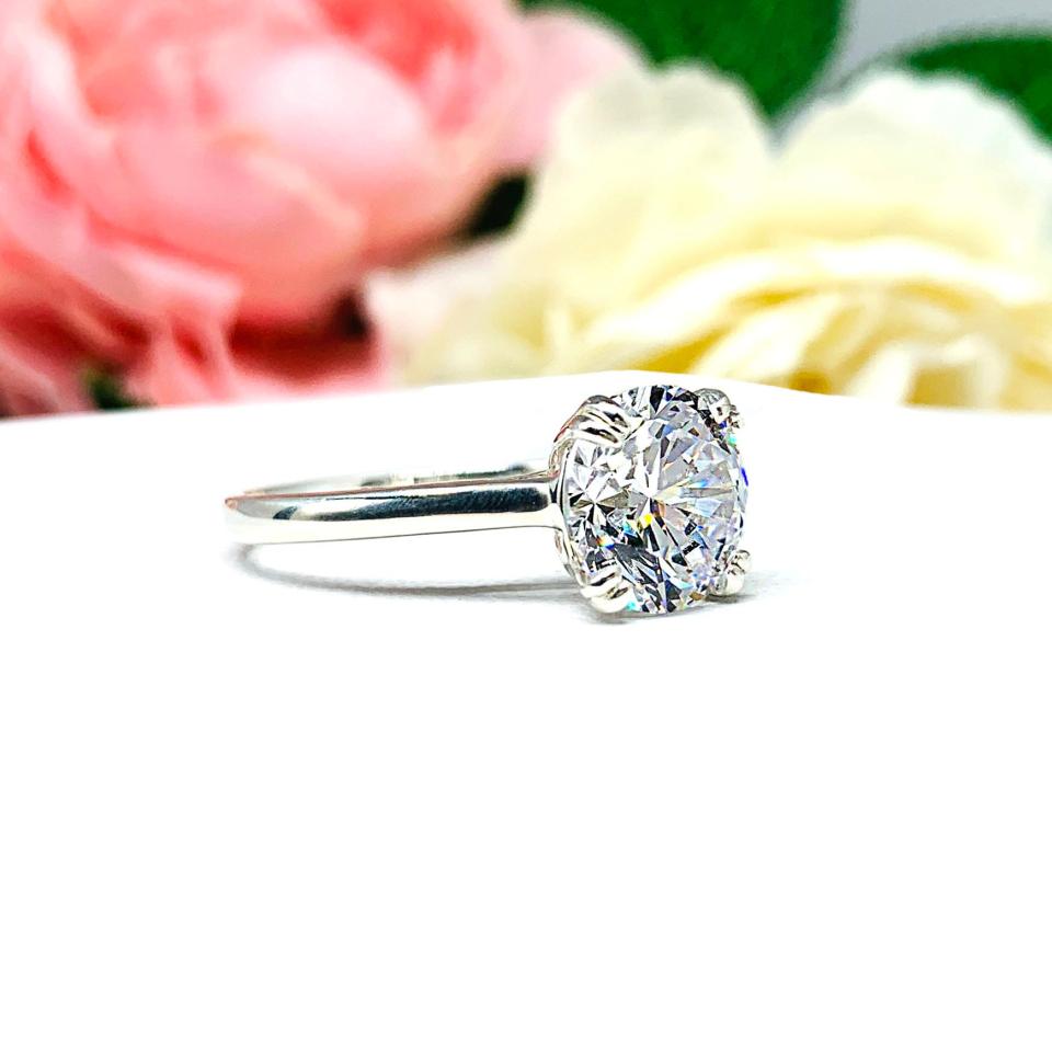 Round-Cut CZ Engagement Ring – 9mm, Sterling Silver