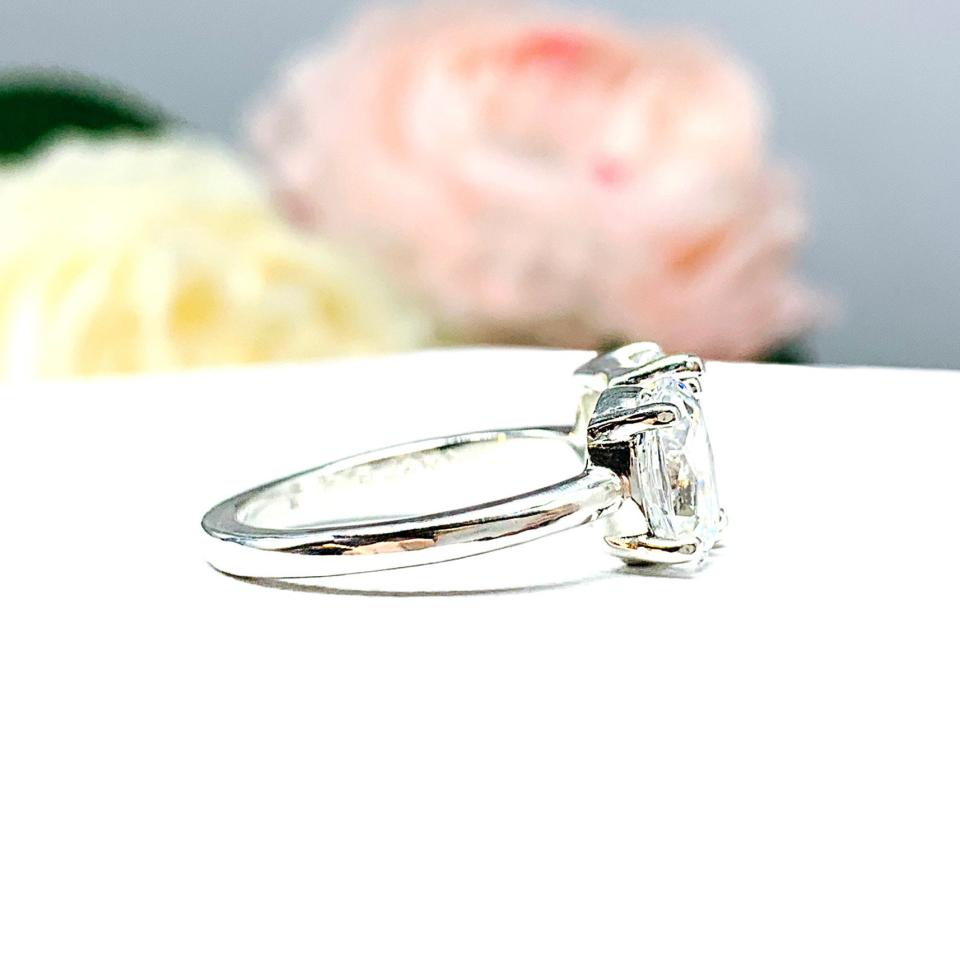 Oval-Cut & Radiant-Cut CZ Engagement Ring • You and Me, Sterling Silver, Size 6