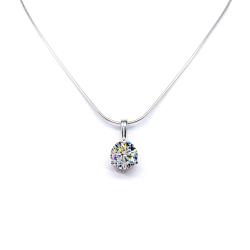 Sterling silver necklace with round-cut near colorless cubic zirconia pendant in a 3-prong martini basket setting with a single bail, available in seven sizes.