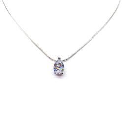 Sterling silver necklace featuring a pear-cut cubic zirconia slider pendant (2–6 carats) with brilliant sparkle. The teardrop-shaped stone slides elegantly along a delicate silver chain, creating a timeless and versatile look.