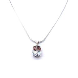 Sterling silver necklace featuring an oval lab-created white sapphire pendant in a 4-prong setting, available in four sizes.